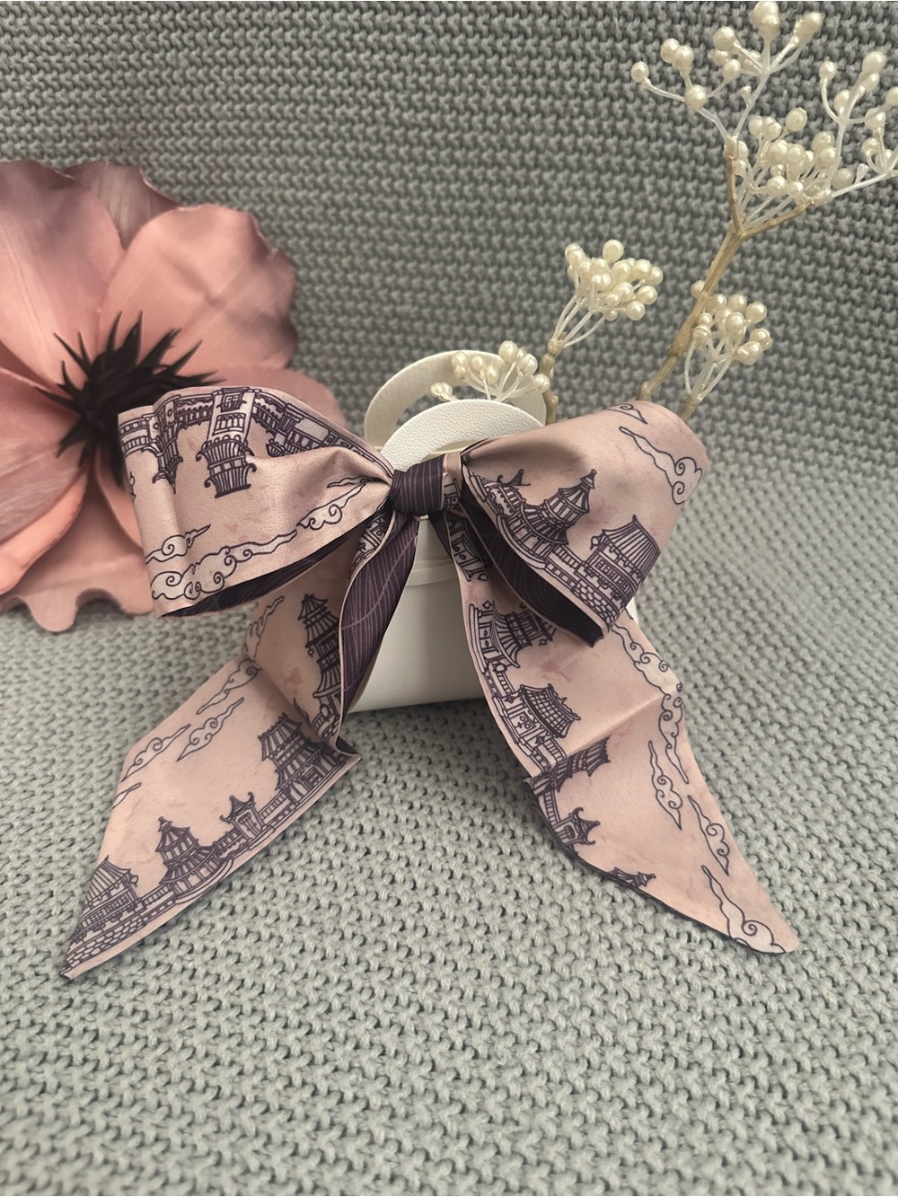 3/$20 Handbag Twilly Skinny Scarf pink pagoda
